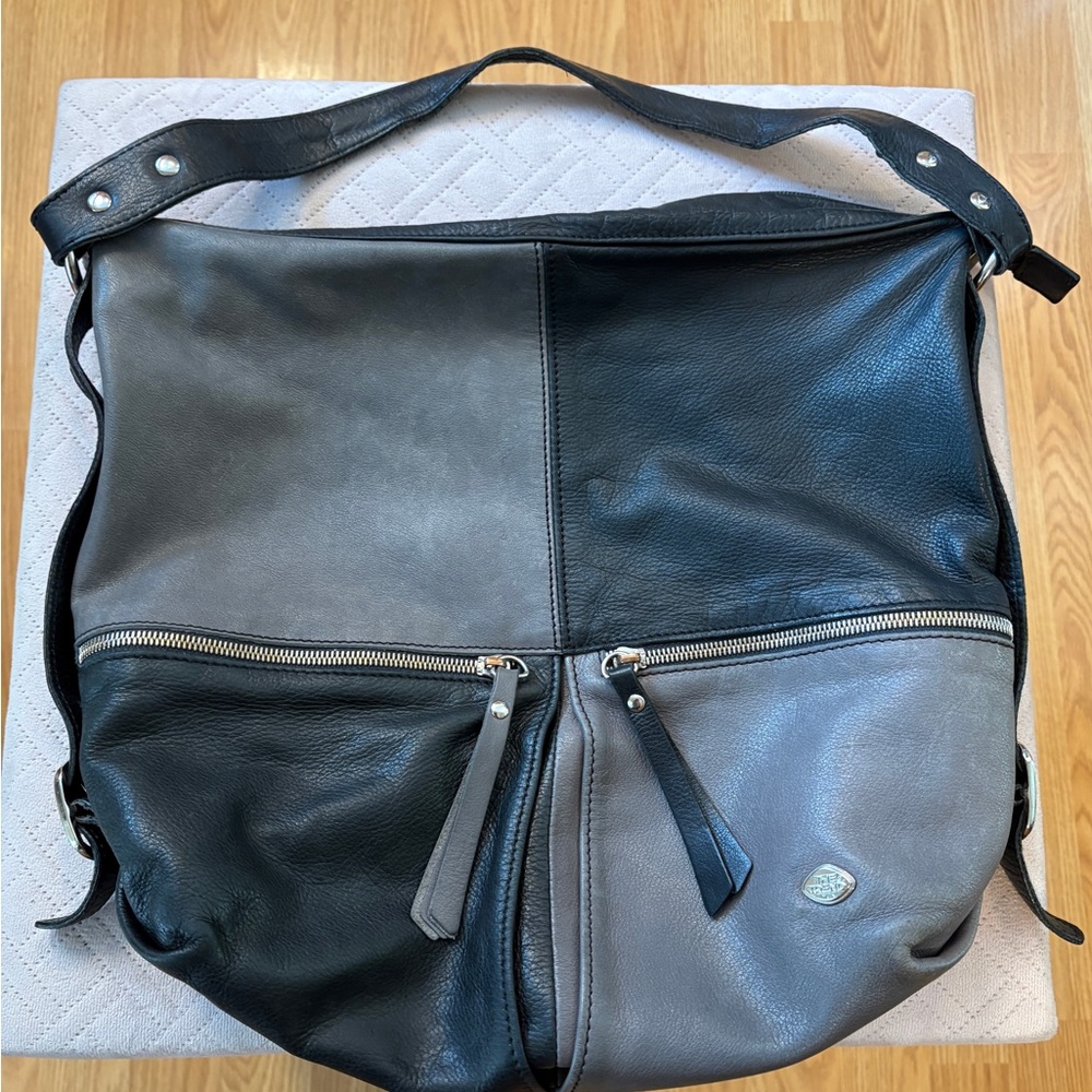 The Trend Black & Gray pebbled Leather shoulder bag